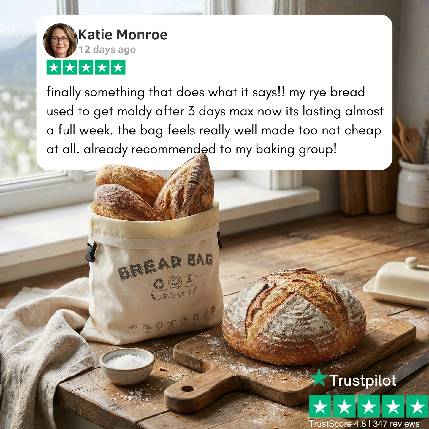 Premium 100% Cotton-Beeswax Bread Bags