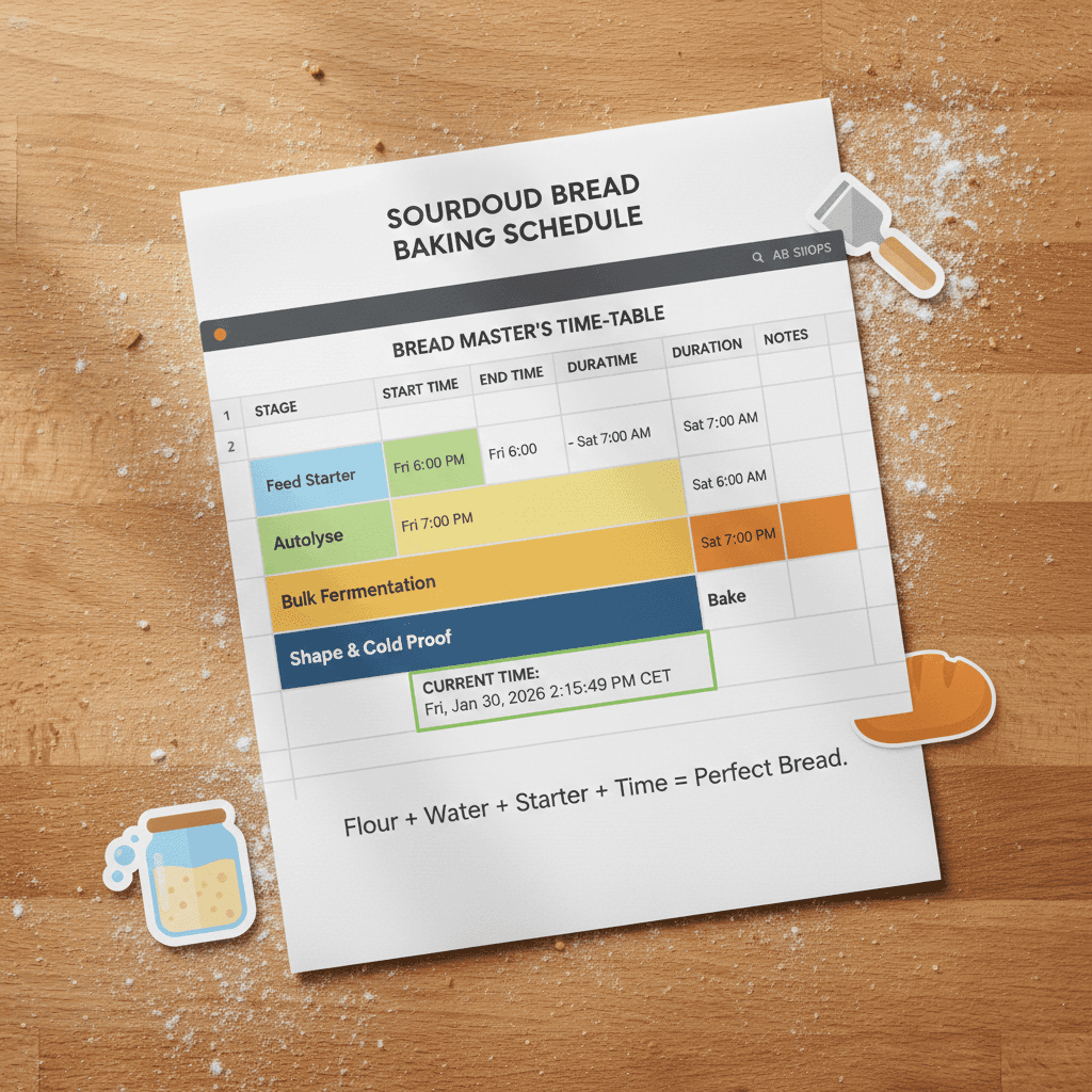 Bread Master's Time-Table sourdough baking schedule download