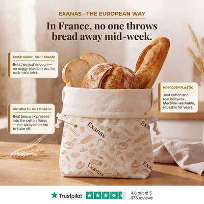 Premium 100% Cotton-Beeswax Bread Bags